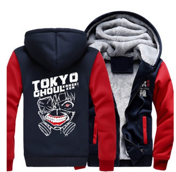 Anime Tokyo Ghoul Ken Kaneki cosply Thicken Hoodie Printed Zip Up Jacket Winter Sweatshirts Coat Long 2 - Tokyo Ghoul Merch Store