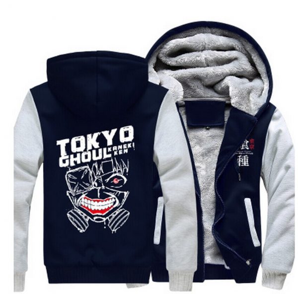 Anime Tokyo Ghoul Ken Kaneki cosply Thicken Hoodie Printed Zip Up Jacket Winter Sweatshirts Coat Long 3 - Tokyo Ghoul Merch Store