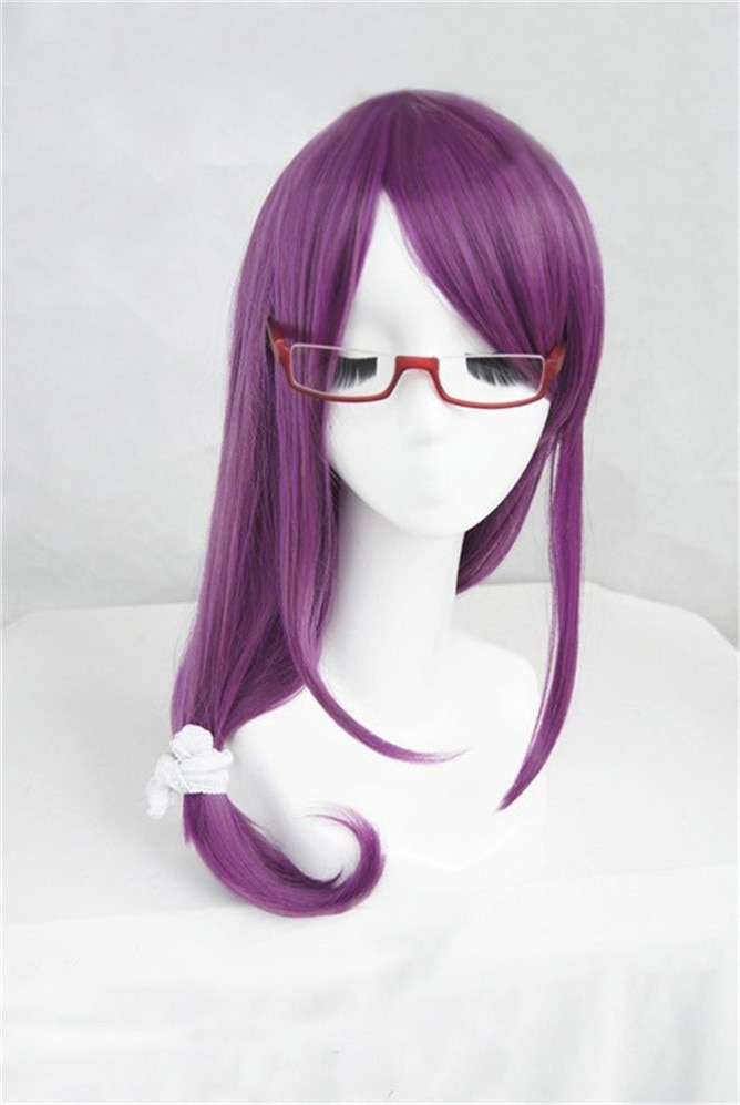 Tokyo Ghoul Cosplay - Guru Rize Kamishiro Long Wavy Purple Heat Resistant Synthetic Hair Cosplay Wig and Glasses