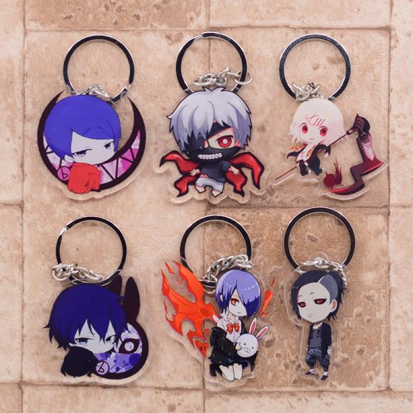 2019 Tokyo Ghoul Keychain Double Sided Key Chain Acrylic Pendant Anime Accessories Cartoon Key Ring 1 - Tokyo Ghoul Merch Store
