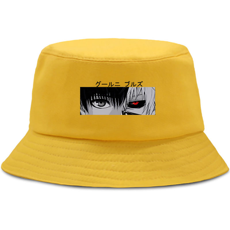 Tokyo Ghoul Kaneki Ken Eyes Anime Print Summer Hat Women Men Panama Bucket hat Cap The Design Flat Visor Harajuku Fisherman Hat